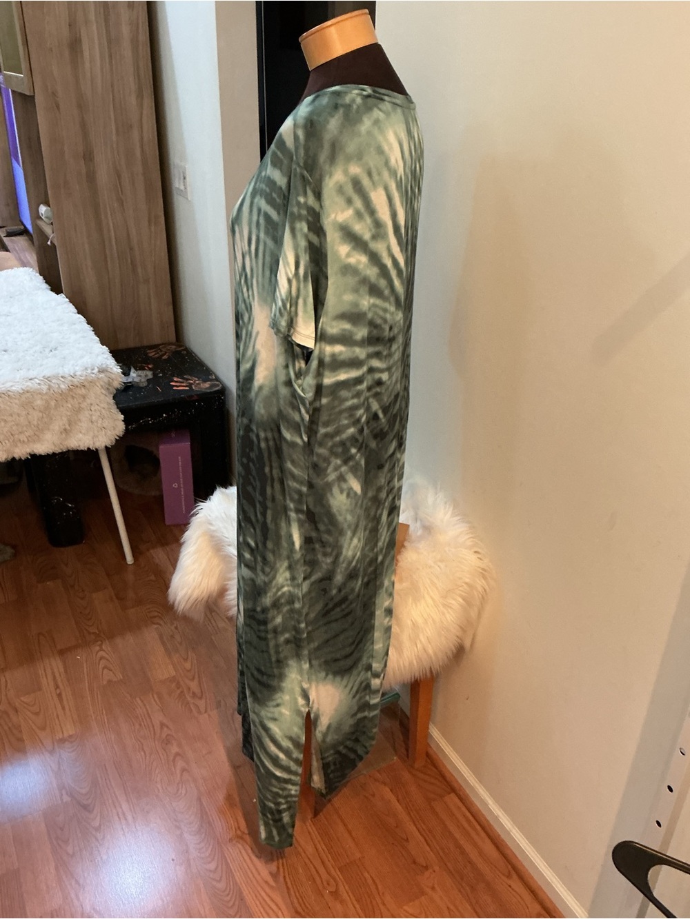 NWT Sonoma Goods for Life 3X Green Tie-Dye Lounge Maxi Dress Plus Size - Picture 7 of 14